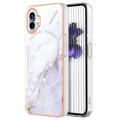 Coque Nothing Phone (1) en TPU Marble Pattern Galvanisé IMD - Blanc