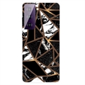 Coque Samsung Galaxy S21 FE 5G en TPU Marble Pattern Galvanisé IMD - Noire