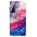 Coque Samsung Galaxy S21 FE 5G en TPU Marble Pattern Galvanisé IMD - Bleu / Rose