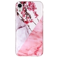 Coque iPhone XR en TPU Marble Pattern IMD - Fleurs Rose