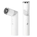Mini-ventilateur de poche en forme de rouge à lèvres avec écran numérique et éclairage LED - Blanc