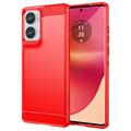 Coque Motorola Edge 50 Fusion/G96 en TPU Brossé - Fibre de Carbone - Rouge