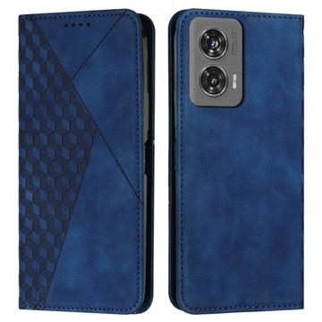 Étui Portefeuille Motorola Edge 50 Fusion avec fermeture magnétique à motif de losange - Bleu