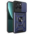 Coque Hybride Motorola Edge 50 Neo à Anneau Rotatif avec Protection pour Appareil Photo - Bleue