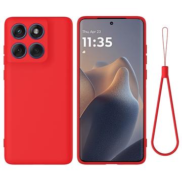 Coque Motorola Edge 70 en silicone liquide avec dragonne - Rouge