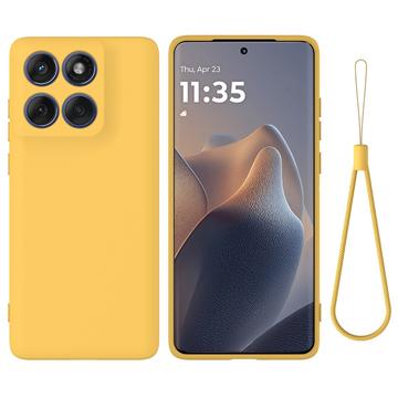 Coque Motorola Edge 70 en silicone liquide avec dragonne - Jaune