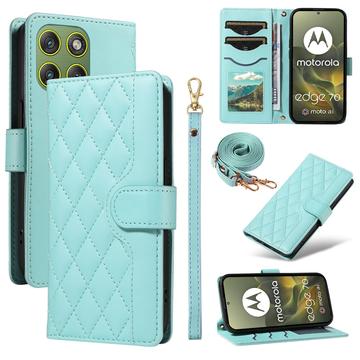 Étui Motorola Edge 70 portefeuille matelassé luxueux - Turquoise