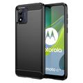 Coque Motorola Moto E13 en TPU Brossé - Fibre de Carbone - Noire