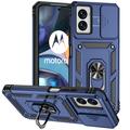 Coque Hybride Motorola Moto G Power (2024) à Anneau Rotatif avec Protection pour Appareil Photo - Bleue