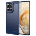 Coque Motorola Moto G Stylus 5G (2025) en TPU Brossé - Fibre de Carbone - Bleue