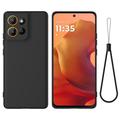 Coque Motorola Moto G17 Power/G17/G15 en silicone liquide avec dragonne - Noire
