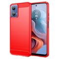 Coque Motorola Moto G34 en TPU Brossé - Fibre de Carbone - Rouge