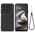 Coque Motorola Moto G37/G37 Power/G47 en silicone liquide avec dragonne - Noire