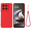 Coque Motorola Moto G37/G37 Power/G47 en silicone liquide avec dragonne - Rouge