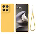 Coque Motorola Moto G37/G37 Power/G47 en silicone liquide avec dragonne - Jaune
