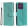 Étui Portefeuille Motorola Moto G37/G47 Mandala avec dragonne - Vert menthe