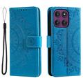 Étui Portefeuille Motorola Moto G37 Power Mandala avec dragonne - Bleu