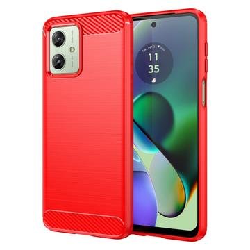 Coque Motorola Moto G54 en TPU Brossé - Fibre de Carbone - Rouge