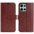 Etui portefeuille Motorola Moto G75 avec fermeture magnétique - Marron