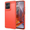 Coque Motorola Moto G75 en TPU Brossé - Fibre de Carbone - Rouge