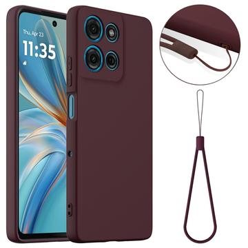 Coque Motorola Moto G75 en Silicone Liquide - Compatible MagSafe - Vin Rouge