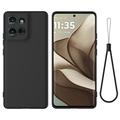 Coque Motorola Moto G75 en silicone liquide avec dragonne - Noire