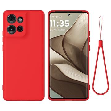 Coque Motorola Moto G75 en silicone liquide avec dragonne - Rouge