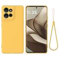 Coque Motorola Moto G75 en silicone liquide avec dragonne - Jaune