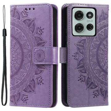 Étui Portefeuille Motorola Moto G75 Mandala Série - Violet