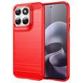 Coque Motorola Moto G77/G67 en TPU Brossé - Fibre de Carbone - Rouge