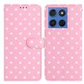 Étui portefeuille Motorola Moto G77/G67 à motifs de pois - Rose