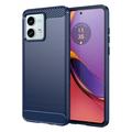 Coque Motorola Moto G84 en TPU Brossé - Fibre de Carbone - Bleue