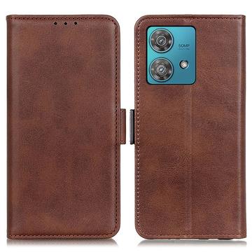 Étui Portefeuille Motorola Moto G84 avec Fermeture Magnétique - Marron