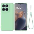 Coque Motorola Moto G67/G77/G87 en silicone liquide avec dragonne - Verte