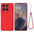 Coque Motorola Moto G67/G77/G87 en silicone liquide avec dragonne - Rouge