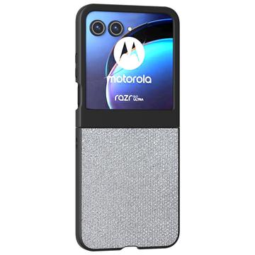 Coque hybride Motorola Razr 50 Texture Strass - Argenté