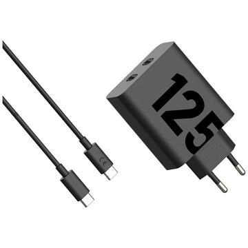 Chargeur mural Motorola TurboPower 125W à double USB-C avec câble USB-C - Noir
