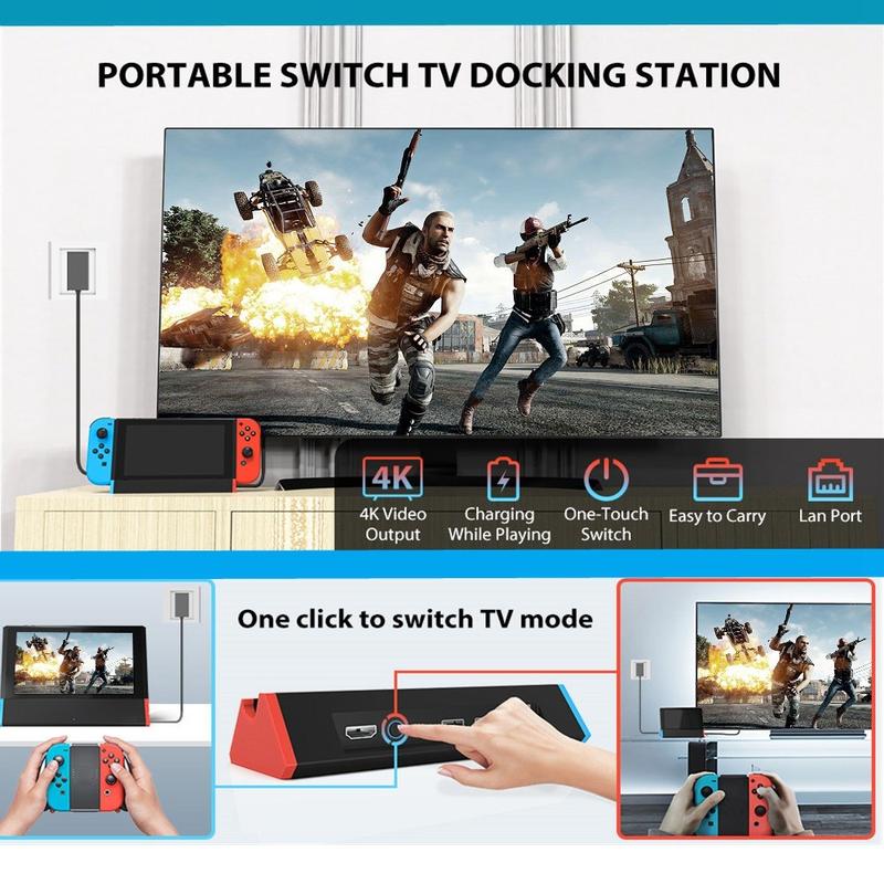 Station d'accueil Switch pour Nintendo Switch, station d'accueil Switch de  remplacement pour mode station d'accueil de téléviseur Switch, sortie 1080p  HDMI A.