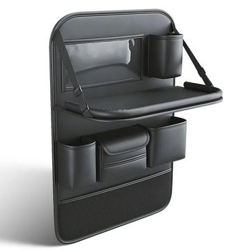 Organisateur de siège arrière de voiture multifonctionnel avec table pliable - Noir