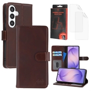 Étui Portefeuille Samsung Galaxy S26 en Cuir MyTPhone CardMate - Marron foncé