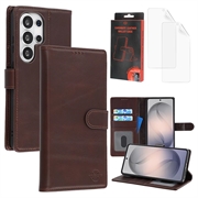 Étui Portefeuille Samsung Galaxy S26 Ultra en Cuir MyTPhone CardMate - Marron foncé