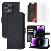 Étui Portefeuille iPhone 14 Pro en Cuir MyTPhone CardMate - Noir