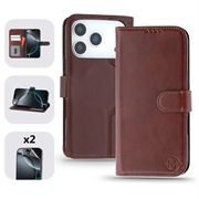 Étui Portefeuille iPhone 17 Pro en Cuir MyTPhone CardMate - Marron foncé