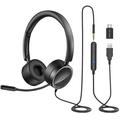 NEW BEE H360 Telephone Headset On Ear 3.5mm / USB Wired Noise Cancelling Microphone with Mic for Computer PC Laptop Stereo (casque de téléphone intra-auriculaire 3,5 mm / USB avec microphone pour ordinateur PC portable stéréo)