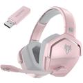 NUBWO G06 Casque de jeu sans fil avec microphone à réduction de bruit 2.4G Bluetooth Casque d'écoute stéréo Composition avec PC, ordinateurs portables, PS4, PS5, Nintendo Switch - Rose