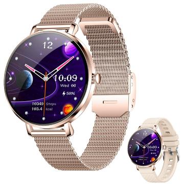 NX21 Montre intelligente pour femmes avec surveillance de la santé - Bluetooth 5.3 et IP68 - Or