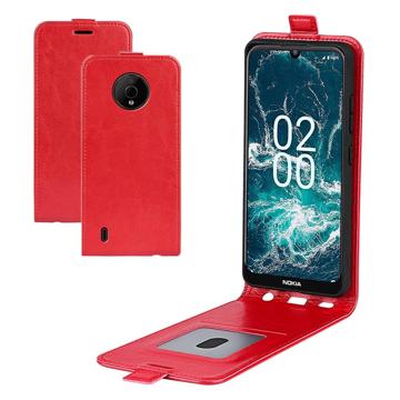 Étui à Rabat Vertical avec Porte-Cartes pour Nokia C200 - Rouge