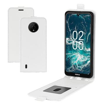 Étui à Rabat Vertical avec Porte-Cartes pour Nokia C200 - Blanc