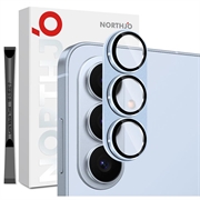 Samsung Galaxy S26 Northjo Protection complète de l'objectif de l'appareil photo en métal mat et verre trempé - Bleu