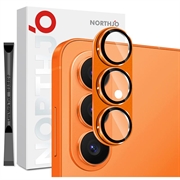 Samsung Galaxy S26 Northjo Protection complète de l'objectif de l'appareil photo en métal mat et verre trempé - Orange
